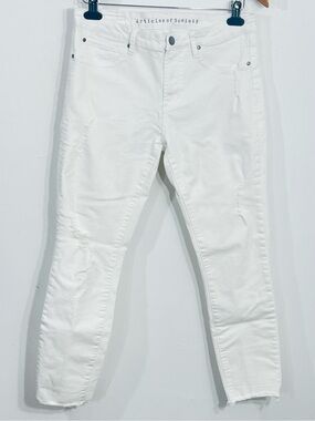 Articles of Society Womens White Skinny Jeans Slim Fit Stretch Distressed 30